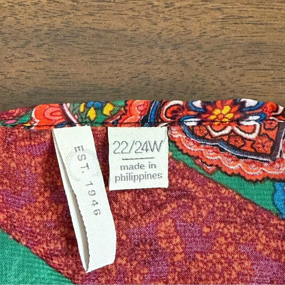 Cato 22/24W Multicolor Boho Patchwork Kimono Open Front Duster Cardigan - Picture 5 of 6